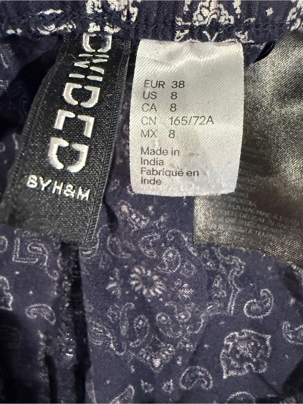 Divided by H&M Navy Blue Paisley Print Shorts Size 8 | Boho Bandana Summer - Picture 7 of 7